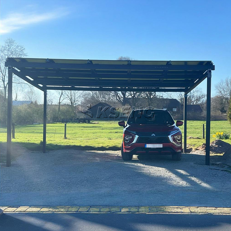 Hochwertiger, stilvoller schwarzer Solar-Carport