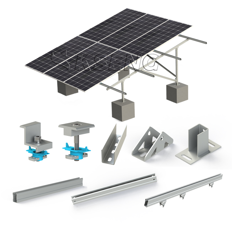 Bodenmontiertes Rack-Kit f&uuml;r Solarmodule aus Kohlenstoffstahl