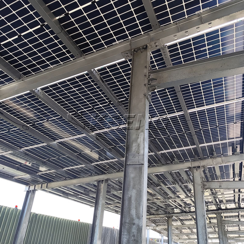 Kseng Solar-Carport aus verzinktem Kohlenstoffstahl – langlebiges Solar-Park&uuml;berdachungssystem