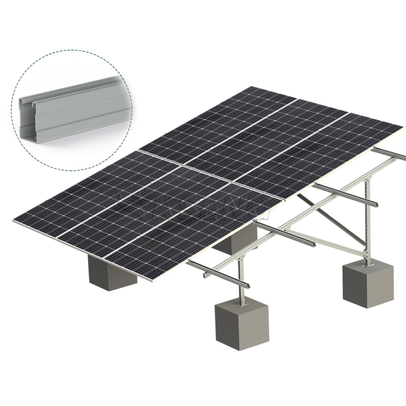 Bodenmontiertes Rack-Kit f&uuml;r Solarmodule aus Kohlenstoffstahl