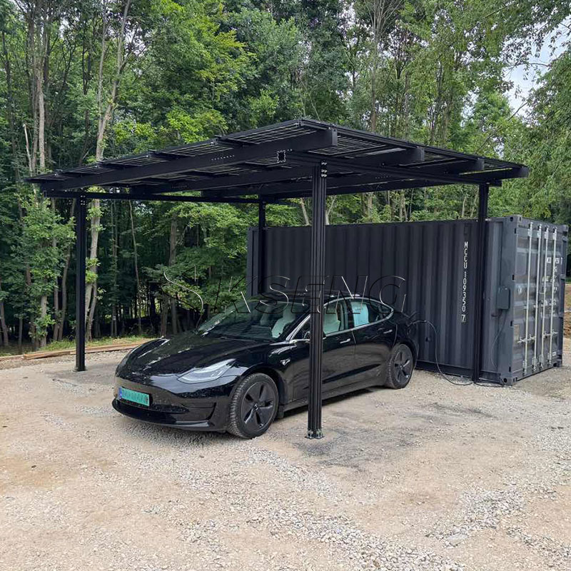 Schwarz-Aluminium-Solar-Carport