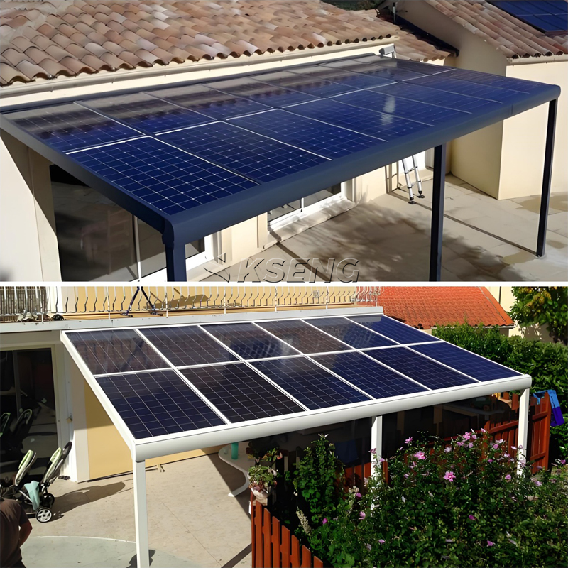 Moderner wandmontierter Solar-Carport aus Aluminium, leichte, langlebige Solarstruktur
