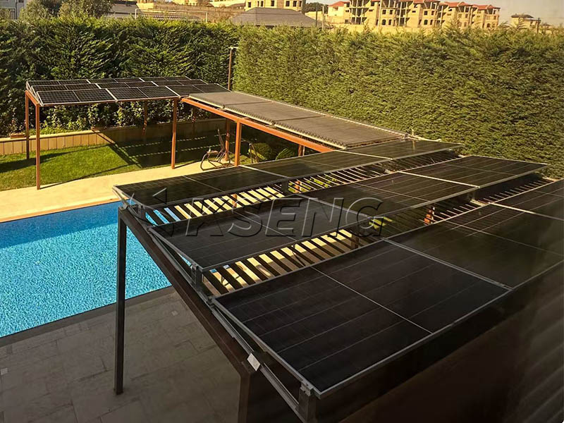 Nachr&uuml;sterfolg: Solaranlage zu einer bestehenden Pergola in Aserbaidschan mit dem Ballastsystem von Kseng