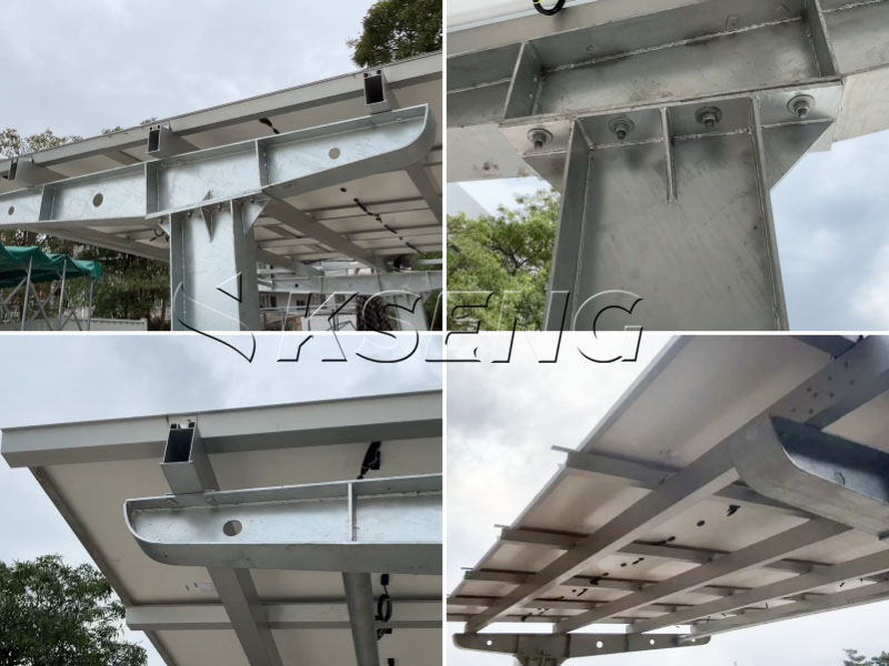 Gro&szlig;er gewerblicher Solarparkplatz mit freitragenden Carports aus Kohlenstoffstahl