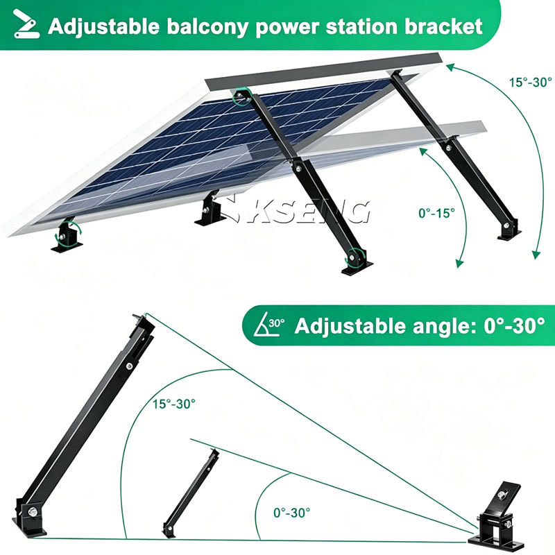 KSENG Aluminium-Solarhalterungen, verstellbare vordere und hintere Beinhalterung (10–15&deg;, 15–30&deg;, 30–60&deg; Winkelbereich)