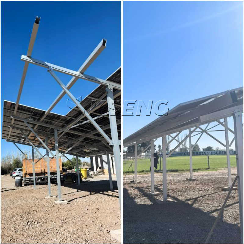 Kseng AL6005-T5 Solar-Carport-Struktur aus Aluminium f&uuml;r das Parken von vier Autos in Argentinien