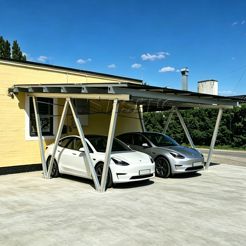 Kseng 6 kW wasserdichte Solar-Carport-Halterung aus Aluminium vom Typ W – Fallstudie – 2-Auto-Projekt in &Ouml;sterreich
