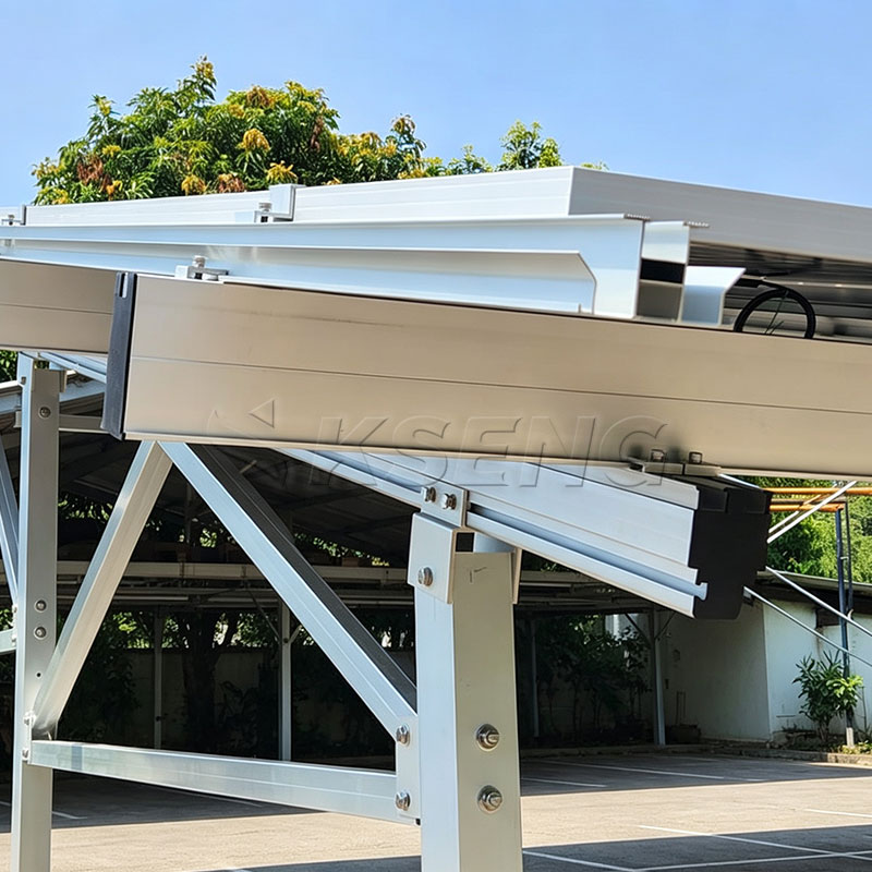 Solar-Carport-Montagesystem aus Aluminium mit verst&auml;rkter Diagonalverstrebung