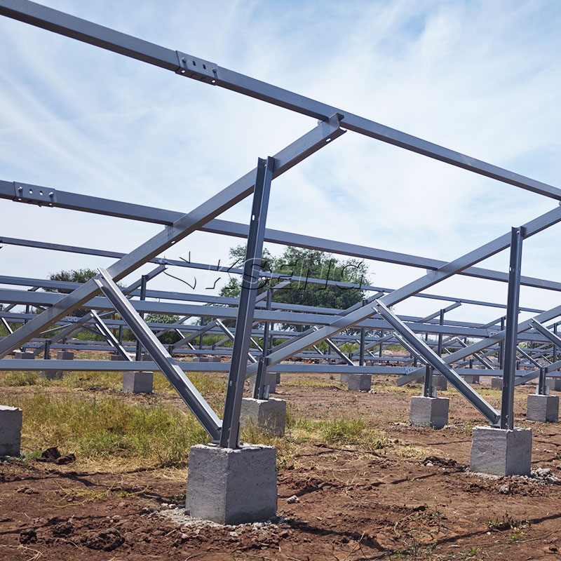 Solar-Bodenmontagesystem aus Zink-Aluminium-Magnesium-Kohlenstoffstahl f&uuml;r Betonfundamente