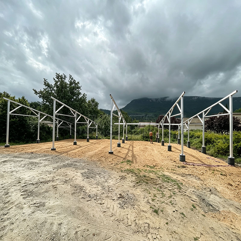 Solar-Carport-Montagesystem aus Aluminium mit verst&auml;rkter Diagonalverstrebung