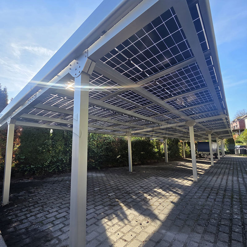 Nahaufnahme einer Aluminium-Solar-Carport-Montagestruktur von Kseng